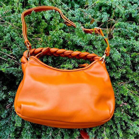 Billini Braided Handle Jovie Handbag Crossbody Convertible Boho Caramel Brown - Picture 1 of 8